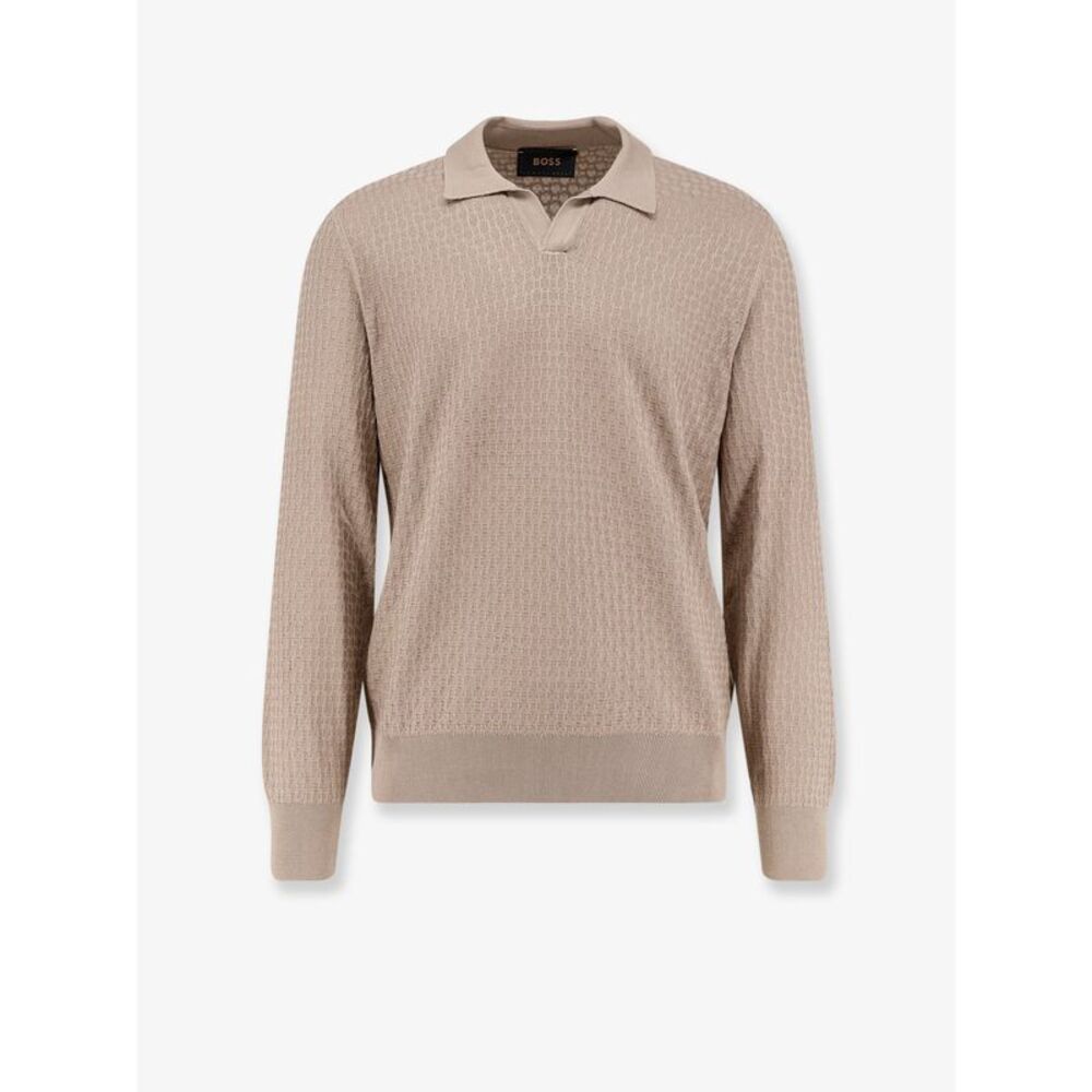 Boss Men Silk Sweater With All-Over Processing